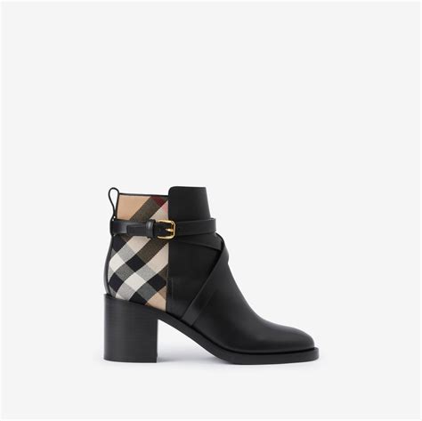 freestone boots burberry|Check and Leather Heel Boots in Black/archive beige .